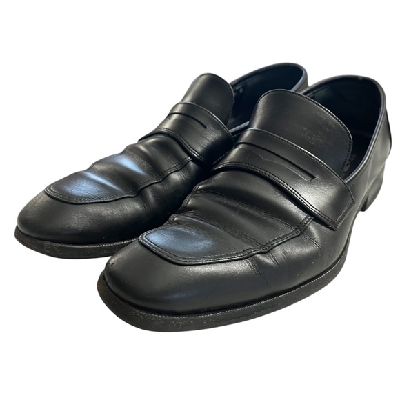 Salvatore Ferragamo Black Leather Slip-On Mens Penny Loafers size 8.5 main image 12